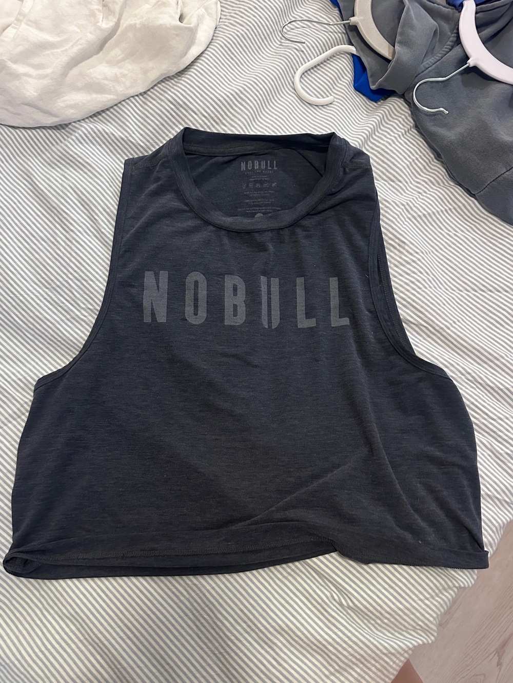 NOBULL Women's Black Crop Muscle Tee with Logo
